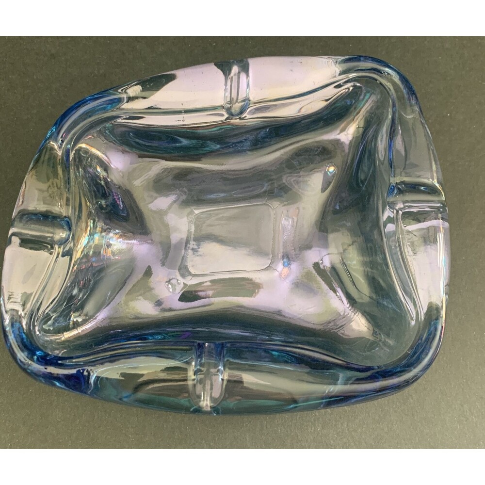 Retro Art Glass Vintage Glass Ashtray Light Blue - Picture 3 of 4
